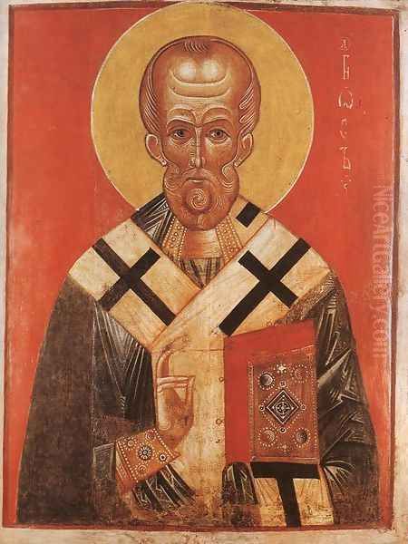 Icon of St Nicholas (13th-14th century) Oil Painting by Russian Unknown Masters