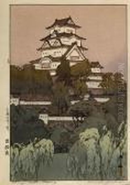 Himeji Castle Oil Painting by Hiroshi Yoshida