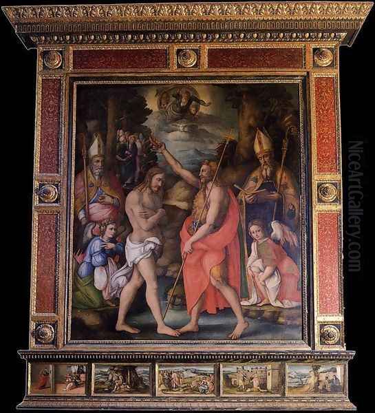 Baptism of Christ with Saints Oil Painting by Francesco Ubertini Bacchiacca II