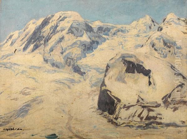 Yukiyama (snowy Mountains) Oil Painting by Hiroshi Yoshida