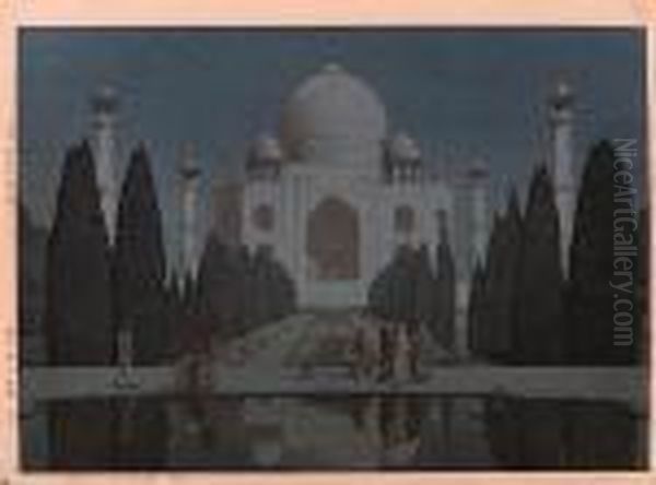 Night In Taj Mahal No. 6 Oil Painting by Hiroshi Yoshida