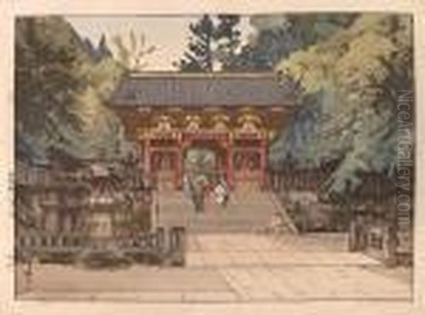 Gold Gate Oil Painting by Hiroshi Yoshida