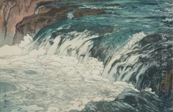 Rapids And Keiryu Oil Painting by Hiroshi Yoshida