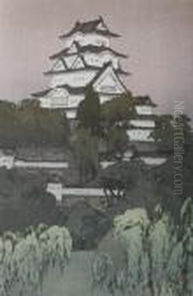 Himeji Castle Oil Painting by Hiroshi Yoshida