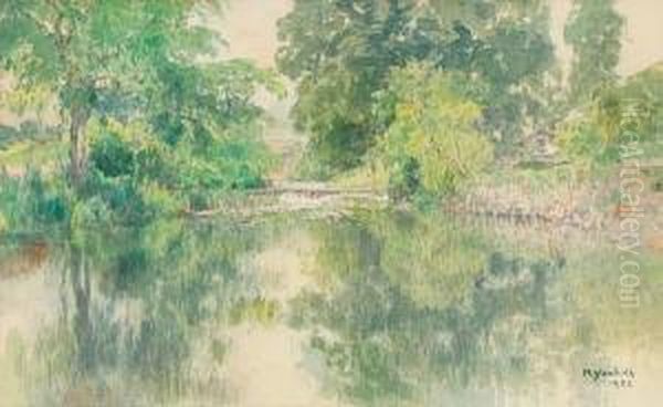 A Lake Scene Oil Painting by Hiroshi Yoshida