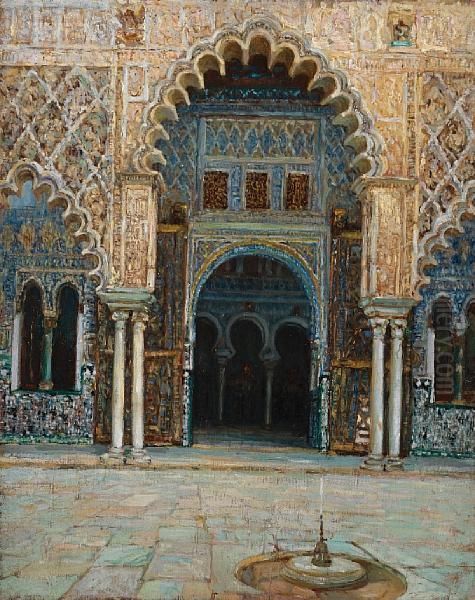 Alhambra Oil Painting by Hiroshi Yoshida