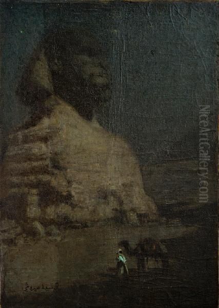 Sphinx At Night Oil Painting by Hiroshi Yoshida