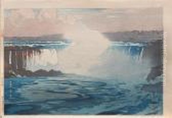 Niagara Falls Oil Painting by Hiroshi Yoshida