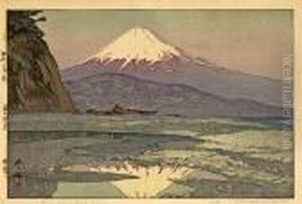 Fuji From Okitsu Oil Painting by Hiroshi Yoshida