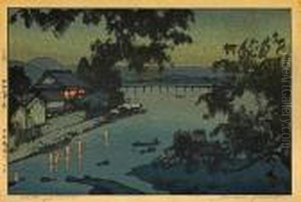 Nakabusa River Oil Painting by Hiroshi Yoshida