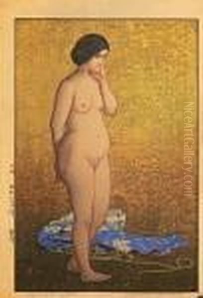 Study Of Nude Oil Painting by Hiroshi Yoshida