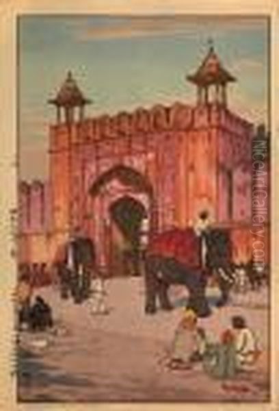 Jyaipuru No Ajyumerumon/ajmer Gate, Jaipur Oil Painting by Hiroshi Yoshida