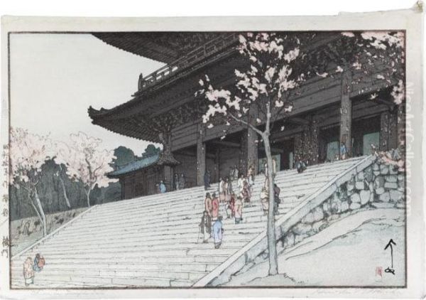 Chion-in Temple Gate Oil Painting by Hiroshi Yoshida