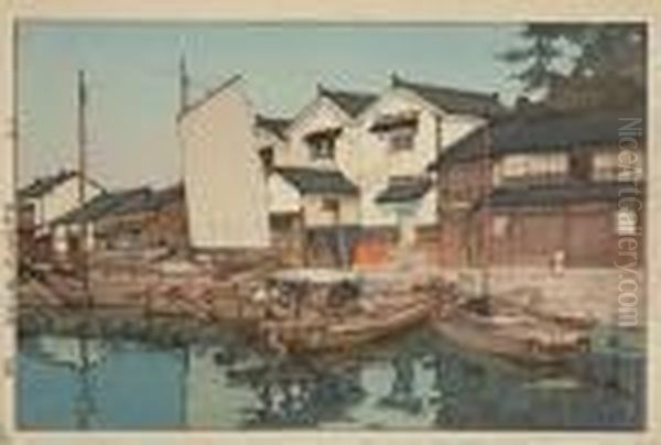 Kura In Tomonoura Oil Painting by Hiroshi Yoshida