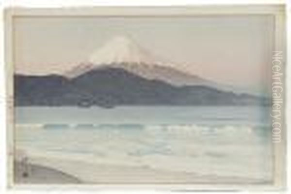 Fujiyama From Miho Oil Painting by Hiroshi Yoshida