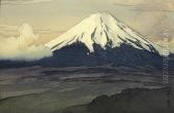 Fujisan From Yamanaka, Fujiyama From Miho Oil Painting by Hiroshi Yoshida