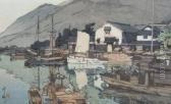 Tomonoura Harbour Oil Painting by Hiroshi Yoshida