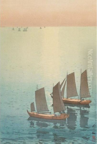 Glittering Sea Oil Painting by Hiroshi Yoshida