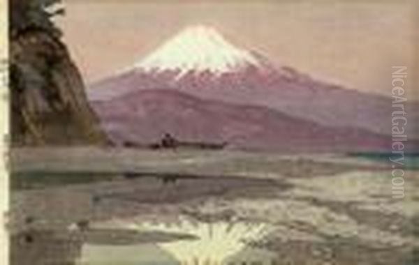 Mount Fuji From Okitsu Oil Painting by Hiroshi Yoshida