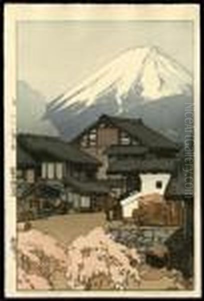 Fuji From Funatsu Oil Painting by Hiroshi Yoshida