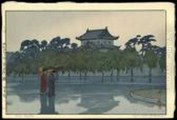 Edo Castle Oil Painting by Hiroshi Yoshida