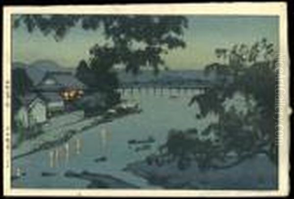 Chugoku River Oil Painting by Hiroshi Yoshida