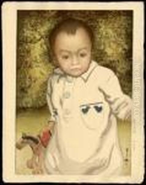 Portrait Of A Boy Oil Painting by Hiroshi Yoshida