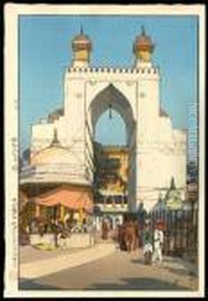 High Gate In Ajmer Oil Painting by Hiroshi Yoshida