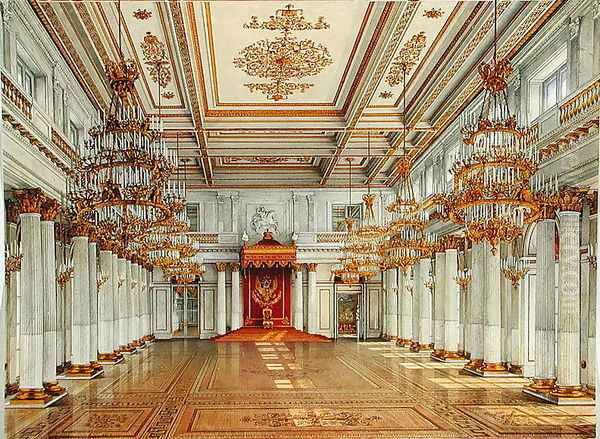 St Georges Hall, Winter Palace Oil Painting by Konstantin Andreyevich Ukhtomsky