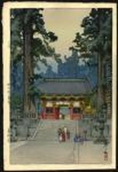 Toshogu Shrine Oil Painting by Hiroshi Yoshida