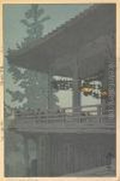 Sankeien Oil Painting by Hiroshi Yoshida