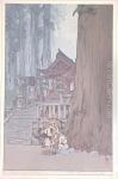 Misty Day At Nikko Oil Painting by Hiroshi Yoshida