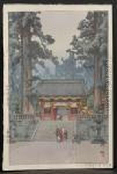 Toshogu Shrine Oil Painting by Hiroshi Yoshida