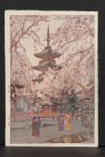 A Glimpse Of Ueno Park Oil Painting by Hiroshi Yoshida