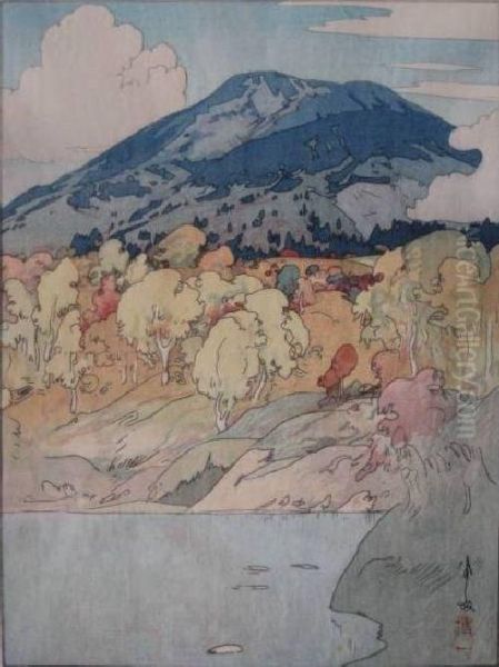 Autumn In Hakkodasan Oil Painting by Hiroshi Yoshida