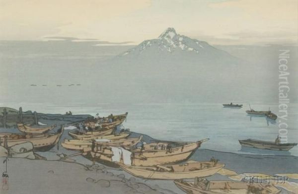 Peacefulrishiri Oil Painting by Hiroshi Yoshida