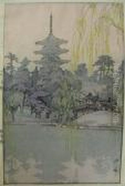 Sarusawa Pond Oil Painting by Hiroshi Yoshida