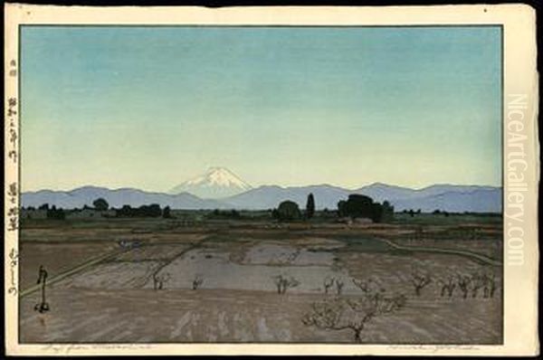 Fuji From Musashino Oil Painting by Hiroshi Yoshida