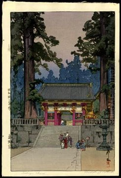 Toshogu Shrine Oil Painting by Hiroshi Yoshida