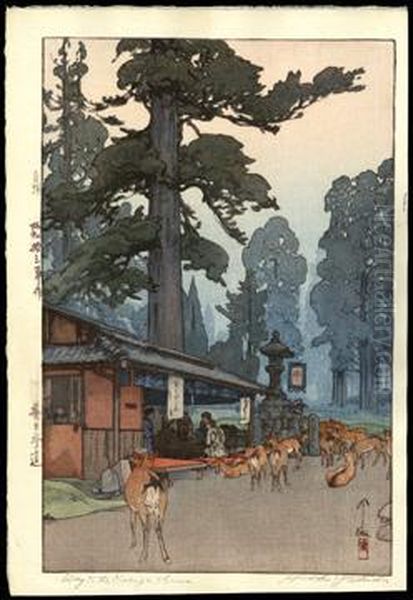 The Way To Kasuga Shrine Oil Painting by Hiroshi Yoshida