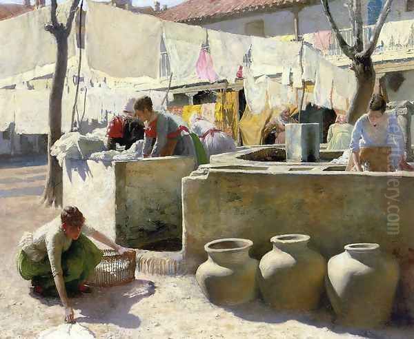 Washerwomen, Seville Oil Painting by Charles Frederick Ulrich