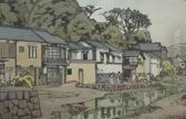 Small Town In Chugoku Oil Painting by Hiroshi Yoshida