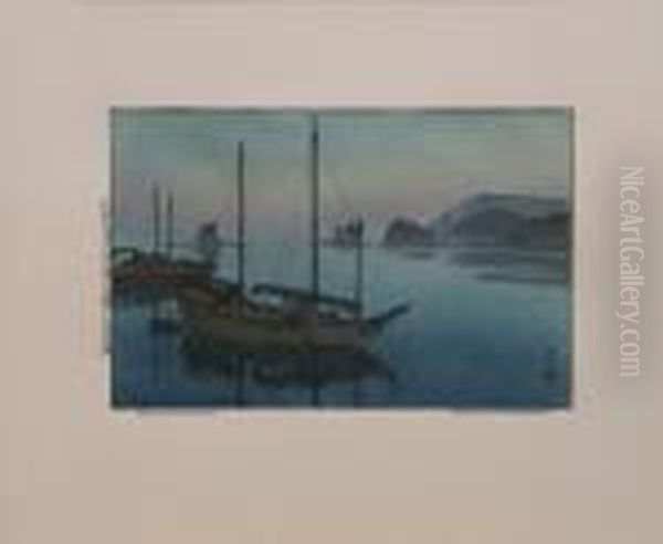 Three Little Islands Oil Painting by Hiroshi Yoshida