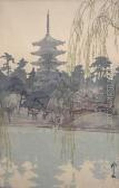 ''sarasawa Pond'' Oil Painting by Hiroshi Yoshida