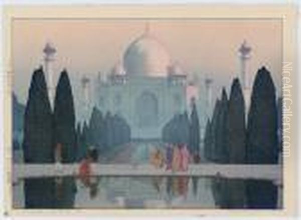 Taji Maharu No Asagiri Dai Go/morning Mist In Taj Mahal No 5 Oil Painting by Hiroshi Yoshida