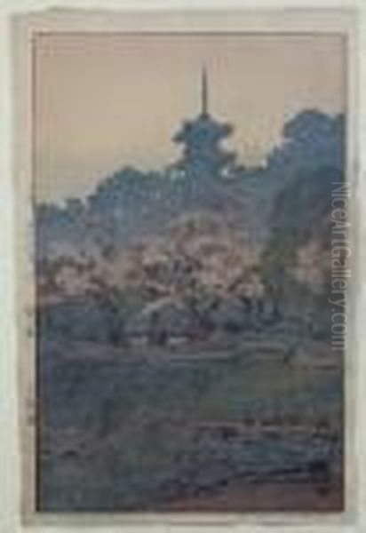 Sun Kei En, (1940 Ca) Oil Painting by Hiroshi Yoshida