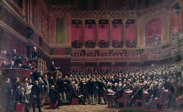 Louis Adolphe Thiers 1797-1877 Acclaimed by the Deputies During a Meeting, 16th June 1877, c.1878 Oil Painting by Benjamin Ulmann