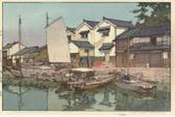 Setonaikai Kura/kura In Tomonoura Oil Painting by Hiroshi Yoshida