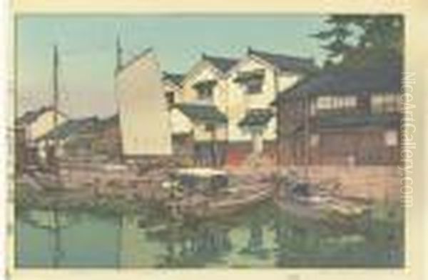 Setonaikai Kura/kura In Tomonoura Oil Painting by Hiroshi Yoshida