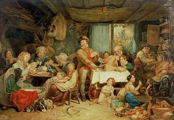 Living off the Fat of the Land, A Country Feast Oil Painting by Thomas Unwins